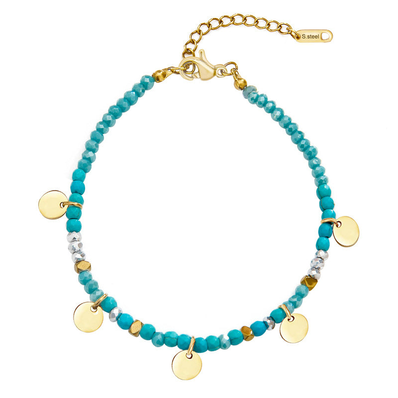 Wholesale Handmade Bead-hanging Delicate Round Titanium Steel Bracelets
